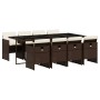 Set comedor para jardín 9 pzas y cojines ratán sintético marrón de , Conjuntos de jardín - Ref: Foro24-3210561, Precio: 809,7...