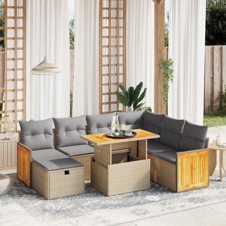 Juego de sofás de jardín con cojines beige 8 pzas ratán PE de , Conjuntos de jardín - Ref: Foro24-3276265, Precio: 524,31 €, ...