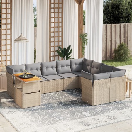 Juego de sofás jardín con cojines beige 10 pzas ratán sintético de , Conjuntos de jardín - Ref: Foro24-3271017, Precio: 618,8...