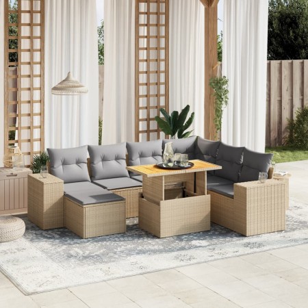 Juego de sofás de jardín con cojines beige 8 pzas ratán PE de , Conjuntos de jardín - Ref: Foro24-3275943, Precio: 539,42 €, ...