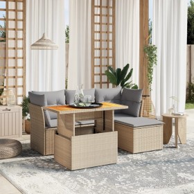 Juego de sofás jardín con cojines 6 pzas ratán sintético beige de , Conjuntos de jardín - Ref: Foro24-3270807, Precio: 373,77...