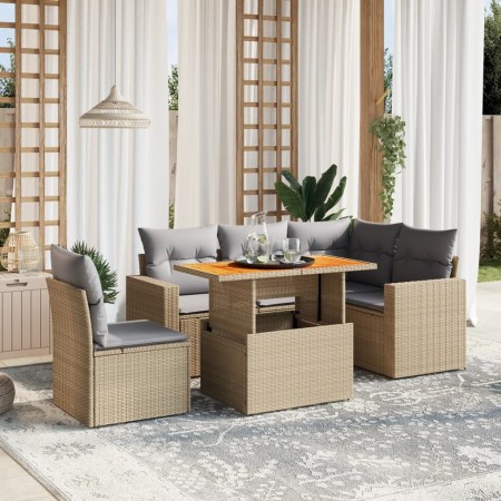 Juego de sofás jardín con cojines 6 pzas ratán sintético beige de , Conjuntos de jardín - Ref: Foro24-3271318, Precio: 424,24...