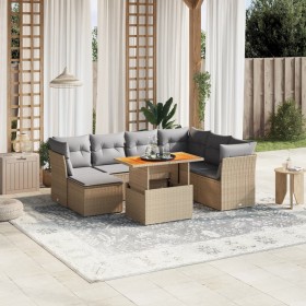 Juego de sofás de jardín con cojines beige 8 pzas ratán PE de , Conjuntos de jardín - Ref: Foro24-3270954, Precio: 505,70 €, ...