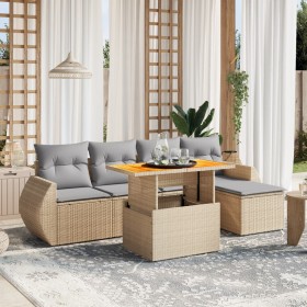 Juego de sofás jardín con cojines 6 pzas ratán sintético beige de , Conjuntos de jardín - Ref: Foro24-3272172, Precio: 398,49...