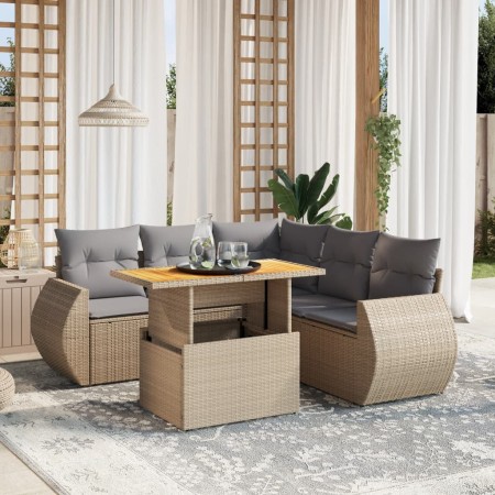 Juego de sofás jardín con cojines 6 pzas ratán sintético beige de , Conjuntos de jardín - Ref: Foro24-3272193, Precio: 437,28...