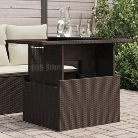 Mesa de jardín superficie vidrio ratán PE marrón 100x55x73 cm by , Garden tables - Ref: Foro24-366208, Price: 111,44 €, Disco...