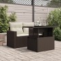 Mesa de jardín superficie vidrio ratán PE marrón 100x55x73 cm de , Mesas de jardín - Ref: Foro24-366208, Precio: 109,58 €, De...