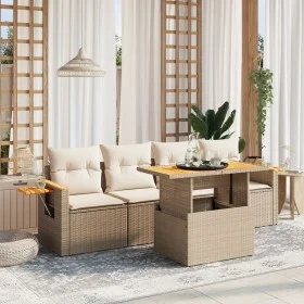 Juego de sofás jardín con cojines 5 pzas ratán sintético beige de , Conjuntos de jardín - Ref: Foro24-3273396, Precio: 413,13...