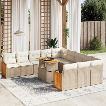 Set de sofás de jardín 11pzas con cojines ratán sintético beige de , Conjuntos de jardín - Ref: Foro24-3274145, Precio: 709,0...