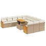 Set de sofás de jardín 11pzas con cojines ratán sintético beige de , Conjuntos de jardín - Ref: Foro24-3274145, Precio: 709,0...