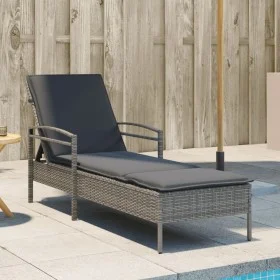 Tumbona con cojín ratán sintético gris 63x200x81 cm de , Tumbonas - Ref: Foro24-368301, Precio: 165,77 €, Descuento: %