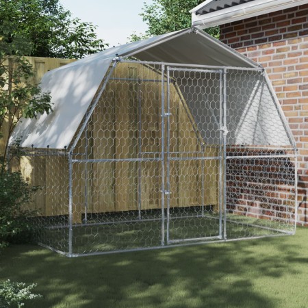 Jaula para perros con techo y puerta acero galvanizado plateado de , Casetas para perros - Ref: Foro24-3294908, Precio: 187,3...