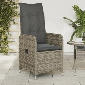 Sillón reclinable de jardín con cojines ratán sintético gris by , Garden chairs - Ref: Foro24-365682, Price: 144,22 €, Discou...