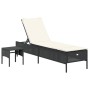 Tumbona con mesita y cojín ratán sintético negro de , Tumbonas - Ref: Foro24-4002728, Precio: 169,41 €, Descuento: %