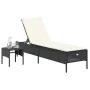 Tumbona con mesita y cojín ratán sintético negro by , Loungers - Ref: Foro24-4002728, Price: 165,13 €, Discount: %