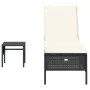 Tumbona con mesita y cojín ratán sintético negro by , Loungers - Ref: Foro24-4002728, Price: 165,13 €, Discount: %