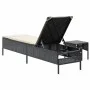 Tumbona con mesita y cojín ratán sintético negro by , Loungers - Ref: Foro24-4002728, Price: 165,13 €, Discount: %