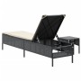 Tumbona con mesita y cojín ratán sintético negro de , Tumbonas - Ref: Foro24-4002728, Precio: 169,41 €, Descuento: %