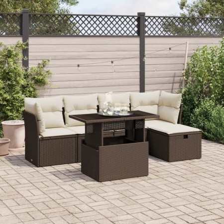 Set sofás de jardín 6 piezas y cojines ratán sintético marrón de , Conjuntos de jardín - Ref: Foro24-3274643, Precio: 393,66 ...