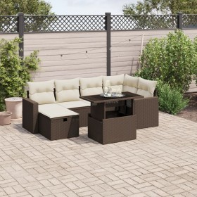 Juego de sofás de jardín 7 piezas con cojines ratán PE marrón de , Conjuntos de jardín - Ref: Foro24-3274823, Precio: 484,57 ...