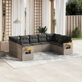Set de muebles de jardín 9 pzas y cojines ratán sintético gris en Conjuntos de jardín | Comprar online en Foru.es