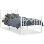 Metal bed frame with white headboard and footboard 90x190 cm by , Beds and slatted bases - Ref: Foro24-376187, Price: 87,94 €...