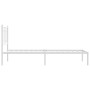 Estructura de cama de metal con cabecero blanco 90x200 cm de , Camas y somieres - Ref: Foro24-376170, Precio: 64,41 €, Descue...