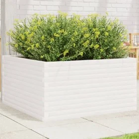 Jardinera de madera maciza de pino blanca 90x90x46 cm de , Maceteros y jardineras - Ref: Foro24-3282425, Precio: 201,32 €, De...