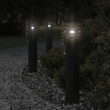 Lámparas de suelo exterior con sensor 3 uds acero negro 60 cm de , Iluminación de exterior - Ref: Foro24-4006370, Precio: 119...