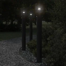Lámparas de suelo exterior con sensor 3 uds acero negro 110 cm de , Iluminación de exterior - Ref: Foro24-4006372, Precio: 15...