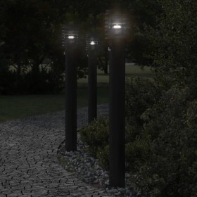 Lámparas de suelo exterior con sensor 3 uds acero negro 110 cm de , Iluminación de exterior - Ref: Foro24-4006372, Precio: 15...