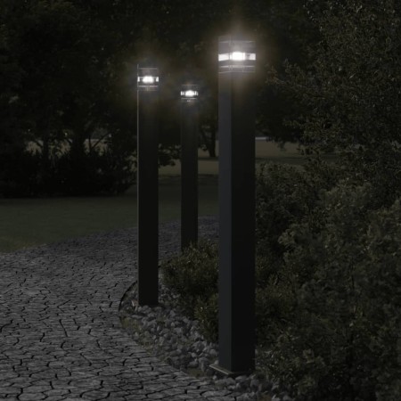 Lámparas de suelo de exterior 3 unidades aluminio negro 110 cm de , Iluminación de exterior - Ref: Foro24-4006398, Precio: 14...