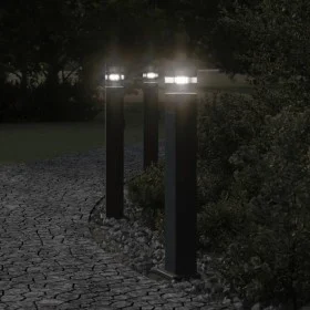 Lámparas suelo exterior con enchufe 3 uds aluminio negro 80 cm de , Iluminación de exterior - Ref: Foro24-4006408, Precio: 13...