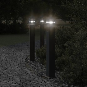 Lámparas suelo exterior con enchufe 3 uds aluminio negro 80 cm de , Iluminación de exterior - Ref: Foro24-4006408, Precio: 14...