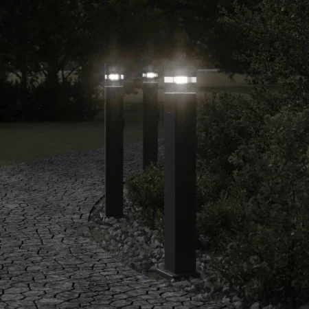 Lámparas suelo exterior con enchufe 3 uds aluminio negro 80 cm de , Iluminación de exterior - Ref: Foro24-4006408, Precio: 13...