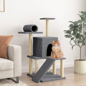 Rascador para gatos con postes de sisal gris oscuro 110,5 cm de , Mobiliario para gatos - Ref: Foro24-172063, Precio: 37,17 €...