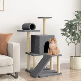 Rascador para gatos con postes de sisal gris oscuro 110,5 cm de , Mobiliario para gatos - Ref: Foro24-172063, Precio: 39,14 €...