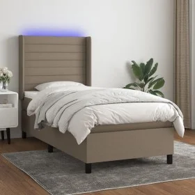 Cama box spring colchón y luces LED tela gris taupe 90x190 cm de , Camas y somieres - Ref: Foro24-3138361, Precio: 357,81 €, ...