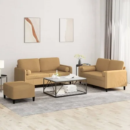 Dreiteiliges Sofaset mit braunen Samtkissen. von , Sofas - Ref: Foro24-3202011, Preis: 499,13 €, Rabatt: %