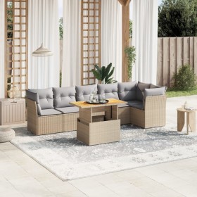Set sofás de jardín 7 piezas y cojines ratán sintético beige de , Conjuntos de jardín - Ref: Foro24-3270842, Precio: 464,94 €...