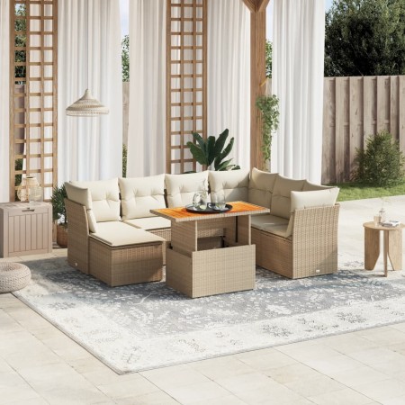 Juego de sofás de jardín con cojines beige 8 pzas ratán PE de , Conjuntos de jardín - Ref: Foro24-3270953, Precio: 536,05 €, ...