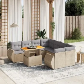 Set de sofás de jardín 9 pzas con cojines ratán sintético beige de , Conjuntos de jardín - Ref: Foro24-3272123, Precio: 625,9...