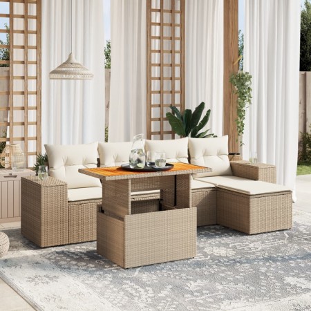 Juego de sofás jardín con cojines 6 pzas ratán sintético beige de , Conjuntos de jardín - Ref: Foro24-3272612, Precio: 417,37...