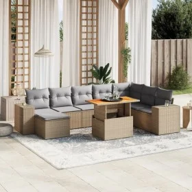 Set de sofás de jardín 9 pzas con cojines ratán sintético beige de , Conjuntos de jardín - Ref: Foro24-3272774, Precio: 605,8...