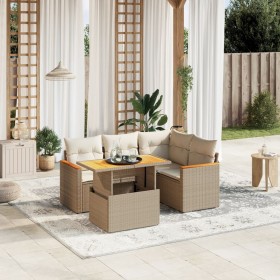 Juego de sofás jardín con cojines 5 pzas ratán sintético beige de , Conjuntos de jardín - Ref: Foro24-3273060, Precio: 370,24...