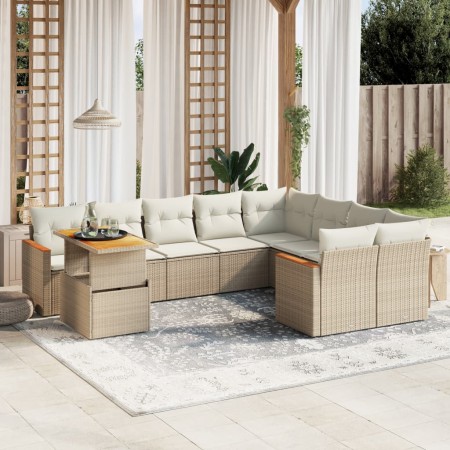Juego de sofás jardín con cojines beige 10 pzas ratán sintético de , Conjuntos de jardín - Ref: Foro24-3273242, Precio: 662,6...