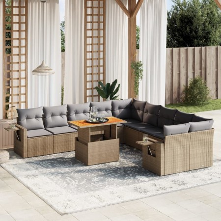 Set de sofás de jardín 11pzas con cojines ratán sintético beige de , Conjuntos de jardín - Ref: Foro24-3271948, Precio: 725,7...