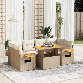 Set of 7-piece garden sofas and beige synthetic rattan cushions by , Garden sets - Ref: Foro24-3273417, Price: 567,55 €, Disc...