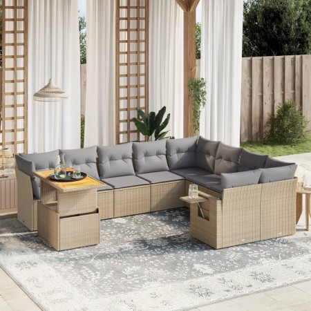 Juego de sofás jardín con cojines beige 10 pzas ratán sintético de , Conjuntos de jardín - Ref: Foro24-3271920, Precio: 636,2...