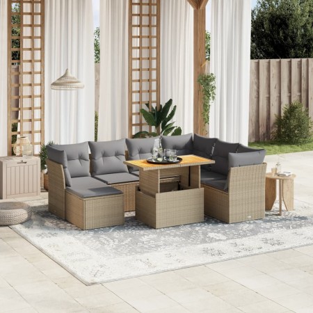 Juego de sofás de jardín con cojines beige 8 pzas ratán PE de , Conjuntos de jardín - Ref: Foro24-3275495, Precio: 519,68 €, ...